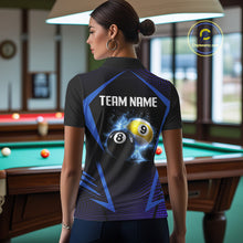 Load image into Gallery viewer, Custom 8 Ball &amp; 9 Ball Women's Billiard Shirt Personalized Thunder Blue Billiard Team Shirt NYN2336
