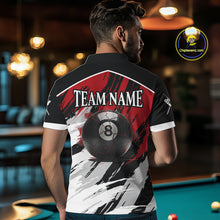 Load image into Gallery viewer, Black &amp; Red Grunge Billiard Ball Shirts For Men Personalized Cracked 8 Ball Billiard Gifts NYN2340