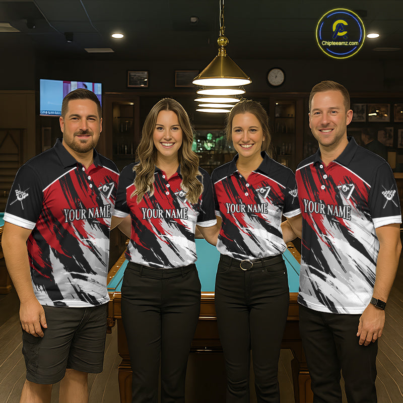 Black & Red Grunge Billiard Ball Shirts For Women Personalized Cracked 8 Ball Billiard Gifts NYN2340