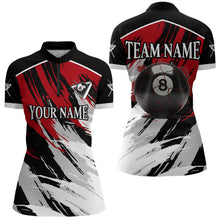 Load image into Gallery viewer, Black &amp; Red Grunge Billiard Ball Shirts For Women Personalized Cracked 8 Ball Billiard Gifts NYN2340