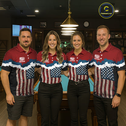 Dripping Ball 8 Billiard Shirt For Men Personalized US Flag Patriotic Billiard Team Shirt NYN2343