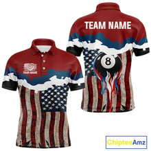 Load image into Gallery viewer, Dripping Ball 8 Billiard Shirt For Men Personalized US Flag Patriotic Billiard Team Shirt NYN2343