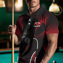 Load image into Gallery viewer, Black &amp; Red 8 Ball Crown Men's Billiard Polo &amp; 1/4 Zip Shirt Custom Billiard Team Jersey NYN2344