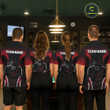 Load image into Gallery viewer, Black &amp; Red 8 Ball Crown Men's Billiard Polo &amp; 1/4 Zip Shirt Custom Billiard Team Jersey NYN2344