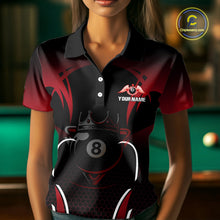 Load image into Gallery viewer, Black &amp; Red 8 Ball Crown Women's Billiard Polo &amp; 1/4 Zip Shirt Custom Billiard Team Jersey NYN2344