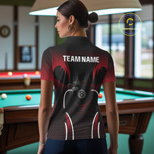 Load image into Gallery viewer, Black &amp; Red 8 Ball Crown Women's Billiard Polo &amp; 1/4 Zip Shirt Custom Billiard Team Jersey NYN2344