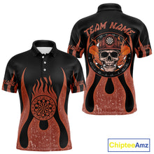 Load image into Gallery viewer, Skull Firefighter Orange-Black Custom Flame Dart Shirt For Men, Dart Team Jerseys NYN0229