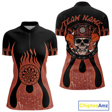 Load image into Gallery viewer, Skull Firefighter Orange-Black Custom Flame Dart Shirt For Women, Dart Team Jerseys NYN0229