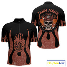 Load image into Gallery viewer, Skull Firefighter Orange-Black Custom Flame Dart Shirt For Men, Dart Team Jerseys NYN0229