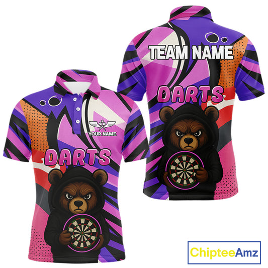 Bear Funny Men's Dart Shirt Colorful Dart Team Shirt - Custom Name Players NYN0435