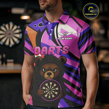Load image into Gallery viewer, Bear Funny Men's Dart Shirt Colorful Dart Team Shirt - Custom Name Players NYN0435