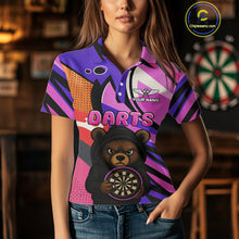 Load image into Gallery viewer, Bear Funny Women's Dart Shirt Colorful Dart Team Shirt - Custom Name Players NYN0435