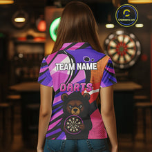 Load image into Gallery viewer, Bear Funny Women's Dart Shirt Colorful Dart Team Shirt - Custom Name Players NYN0435