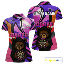 Load image into Gallery viewer, Bear Funny Women's Dart Shirt Colorful Dart Team Shirt - Custom Name Players NYN0435