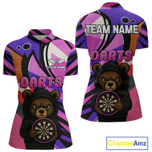 Load image into Gallery viewer, Bear Funny Women's Dart Shirt Colorful Dart Team Shirt - Custom Name Players NYN0435