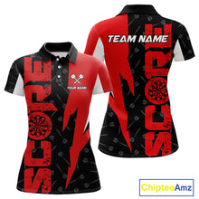 Load image into Gallery viewer, Red Score Dartboard Grunge Darts Shirt For Women - Custom Name &amp; Team Jersey NYN0612