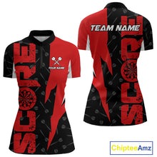 Load image into Gallery viewer, Red Score Dartboard Grunge Darts Shirt For Women - Custom Name &amp; Team Jersey NYN0612