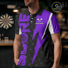 Load image into Gallery viewer, Purple Score Dartboard Grunge Darts Shirt For Men - Custom Name &amp; Team Jersey NYN0613
