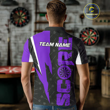 Load image into Gallery viewer, Purple Score Dartboard Grunge Darts Shirt For Men - Custom Name &amp; Team Jersey NYN0613