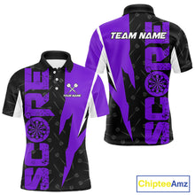 Load image into Gallery viewer, Purple Score Dartboard Grunge Darts Shirt For Men - Custom Name &amp; Team Jersey NYN0613