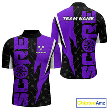 Load image into Gallery viewer, Purple Score Dartboard Grunge Darts Shirt For Men - Custom Name &amp; Team Jersey NYN0613