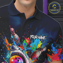 Load image into Gallery viewer, Splatter Funny Shark Mens Bowling Shirt Polo &amp; 1/4 Zip Custom Colorful Uniform Bowling Team Jersey NYN3671
