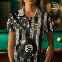 Load image into Gallery viewer, Funny Bee Crack Pool 8 Ball Women's Billiard Polo &amp; 1/4 Zip Shirt Custom Billiard Ball Attire NYN2360