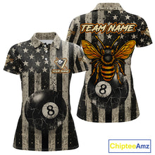 Load image into Gallery viewer, Funny Bee Crack Pool 8 Ball Women's Billiard Polo &amp; 1/4 Zip Shirt Custom Billiard Ball Attire NYN2360