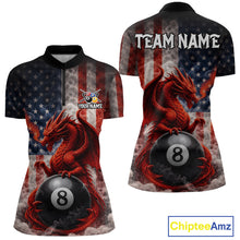 Load image into Gallery viewer, Patriotic Smoke Pool 8 Ball Women's Billiard Team Shirts Custom Dragon Billiard Ball Attire NYN2361