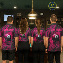 Load image into Gallery viewer, Funny Flamingo Pool Women's Billiard Team Shirts Custom Pink Grunge 8 Ball Billiard Attire NYN2363