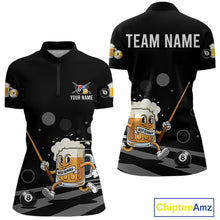 Load image into Gallery viewer, Funny Beer Play Pool 8 Ball Women's Billiard Team Shirt Custom Billiard Polo &amp; 1/4 Zip Attire NYN2364