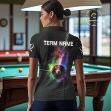 Load image into Gallery viewer, Personalized Colorful Smoke 8 Ball Women Billiard Polo &amp; 1/4 Zip Shirt Pool Billiard Apparel NYN2370