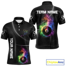 Load image into Gallery viewer, Personalized Colorful Smoke 8 Ball Men Billiard Polo &amp; 1/4 Zip Shirt Pool Billiard Apparel NYN2370