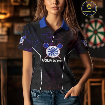 Custom Lightning And White Smoke Dartboard Dart Shirts For Women, Dart Team Jerseys NYN0074