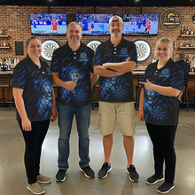 Load image into Gallery viewer, Blue Grunge Funny Tiger Men Dart Polo &amp; 1/4-Zip Shirt Custom Name Tiger Dart Jersey For Darters NYN2973