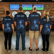 Load image into Gallery viewer, Blue Grunge Funny Tiger Men Dart Polo &amp; 1/4-Zip Shirt Custom Name Tiger Dart Jersey For Darters NYN2973