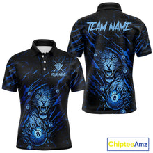 Load image into Gallery viewer, Blue Cracked 8 Ball Pool Shirts Custom Men Billiard Pool Shirts Funny Cobra Billiard Team Jerseys NYN2974