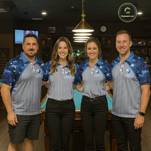 Load image into Gallery viewer, Blue Camouflage 8 Ball Pool Polo &amp; 1/4-Zip Shirt Custom Billiard Shirts For Men Billiard Team Attire NYN2979