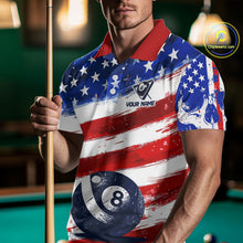 Load image into Gallery viewer, US Flag 8 Ball Pool Men Billiard Team Polo &amp; 1/4-Zip Shirt Custom Billiard Attire Jersey NYN2373