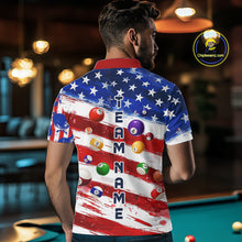 Load image into Gallery viewer, US Flag 8 Ball Pool Men Billiard Team Polo &amp; 1/4-Zip Shirt Custom Billiard Attire Jersey NYN2373