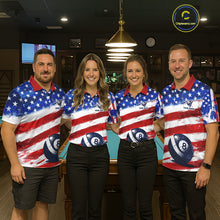 Load image into Gallery viewer, US Flag 8 Ball Pool Women Billiard Team Polo &amp; 1/4-Zip Shirt Custom Billiard Attire Jersey NYN2373