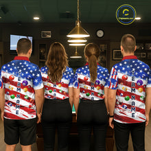 Load image into Gallery viewer, US Flag 8 Ball Pool Women Billiard Team Polo &amp; 1/4-Zip Shirt Custom Billiard Attire Jersey NYN2373