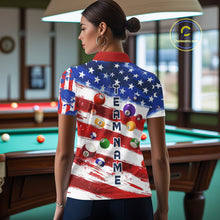 Load image into Gallery viewer, US Flag 8 Ball Pool Women Billiard Team Polo &amp; 1/4-Zip Shirt Custom Billiard Attire Jersey NYN2373
