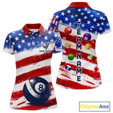 Load image into Gallery viewer, US Flag 8 Ball Pool Women Billiard Team Polo &amp; 1/4-Zip Shirt Custom Billiard Attire Jersey NYN2373