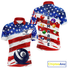 Load image into Gallery viewer, US Flag 8 Ball Pool Men Billiard Team Polo &amp; 1/4-Zip Shirt Custom Billiard Attire Jersey NYN2373