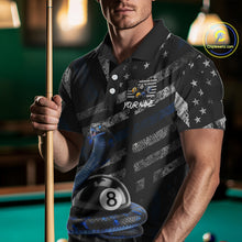 Load image into Gallery viewer, Blue Grunge Cobra 8 Ball Pool Men Billiard Polo &amp; 1/4-Zip Shirt Custom Billiard Attire Jersey NYN2374
