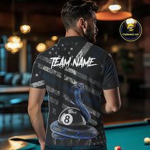 Load image into Gallery viewer, Blue Grunge Cobra 8 Ball Pool Men Billiard Polo &amp; 1/4-Zip Shirt Custom Billiard Attire Jersey NYN2374