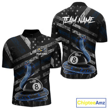 Load image into Gallery viewer, Blue Grunge Cobra 8 Ball Pool Men Billiard Polo &amp; 1/4-Zip Shirt Custom Billiard Attire Jersey NYN2374