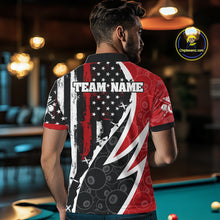 Load image into Gallery viewer, Black &amp; Red US Flag 8 Ball Men Billiard Team Shirt Custom Polo &amp; 1/4-Zip Pool Billiard Attire NYN2377