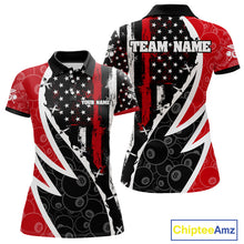 Load image into Gallery viewer, Black &amp; Red US Flag 8 Ball Women Billiard Team Shirt Custom Polo &amp; 1/4-Zip Pool Billiard Attire NYN2377